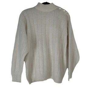 Karen‎ Scott Sweater Size Large Cream Silk Angora Lambswool Heritage Vintage 90s